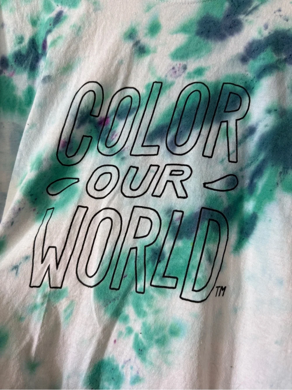 COLOR OUR WORLD Tie-Dye Graphic Tee - Teal & Navy size L - Picture 3 of 8
